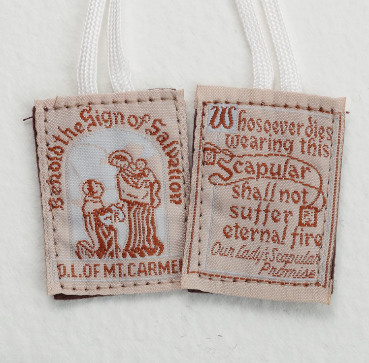 Brown Felt Scapular White Cloth