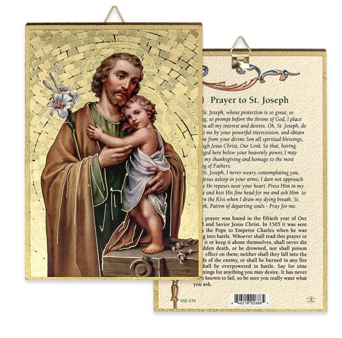 4" x 6" Gold Foil Saint Joseph Mosaic Plaque