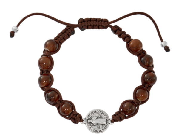 Brown/Glass Beads with St. Benedict Bracelet