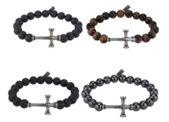 8" Mens Nail Cross Bracelet Assorted