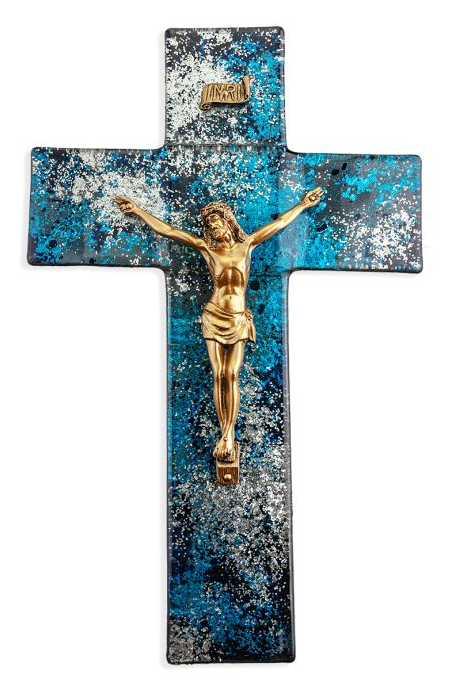10" Blue/Silver Crucifix
