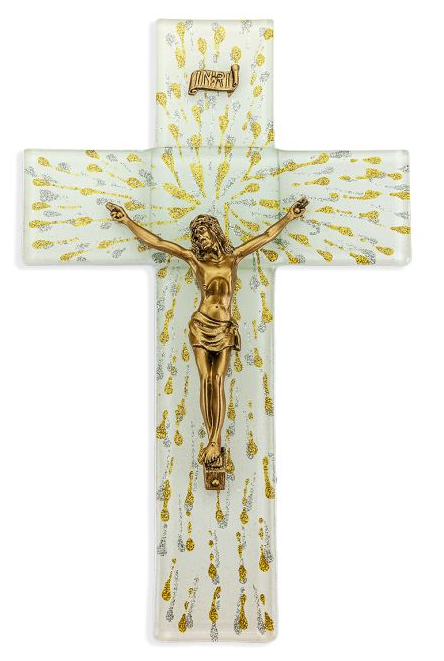 10" White/Gold Crucifix