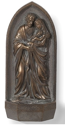 7.75" Holy Family Holy Water Font Bronze