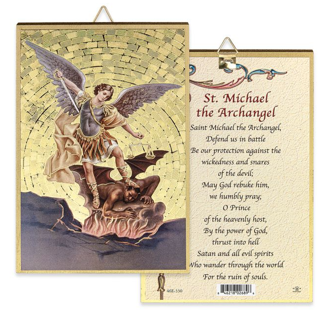 4" x 6" Gold Foil Saint Michael Mosaic Plaque