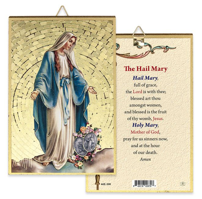 4" x 6" Gold Foil Our Lady of Grace Mosaic Plaque