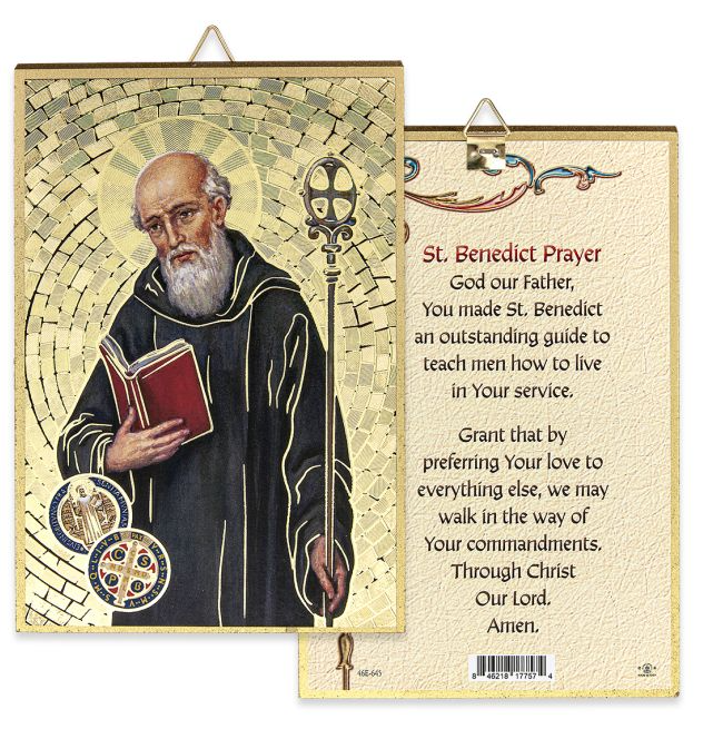 4" x 6" Gold Foil Saint Benedict Mosiac Plaque