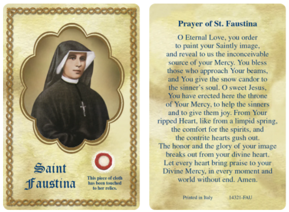 St. Faustina Relic Card