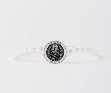 Holy Water St. Michael Bracelet - Crystal Pearl