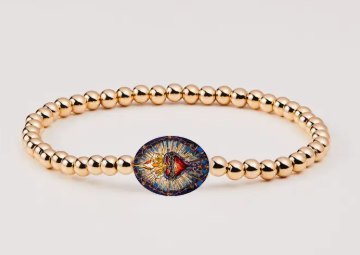 Holy Water Sacred Heart Bracelet - Gold Tone