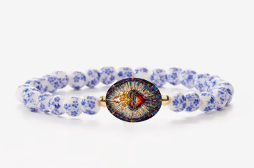 Holy Water Sacred Heart Bracelet - Porcelain Beads
