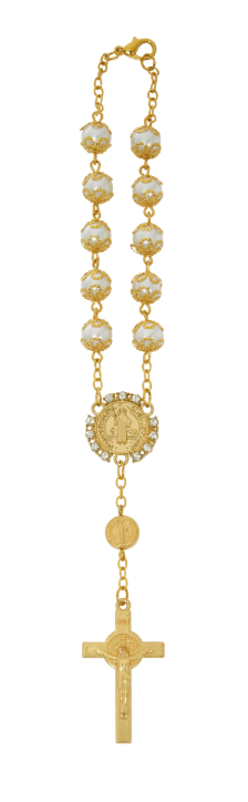 Gold Plated St. Benedict Auto Rosary