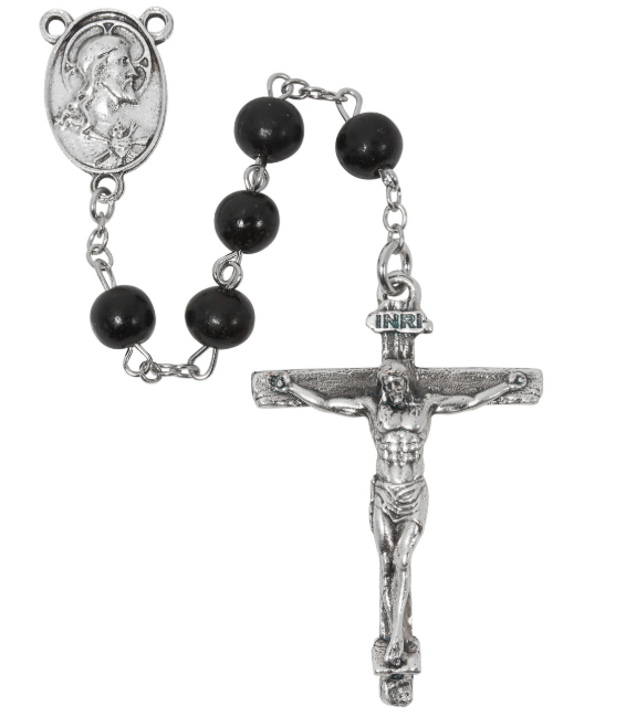 Black Wood Sacred Heart Rosary