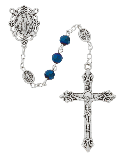 Metallic Blue Crystal Rosary