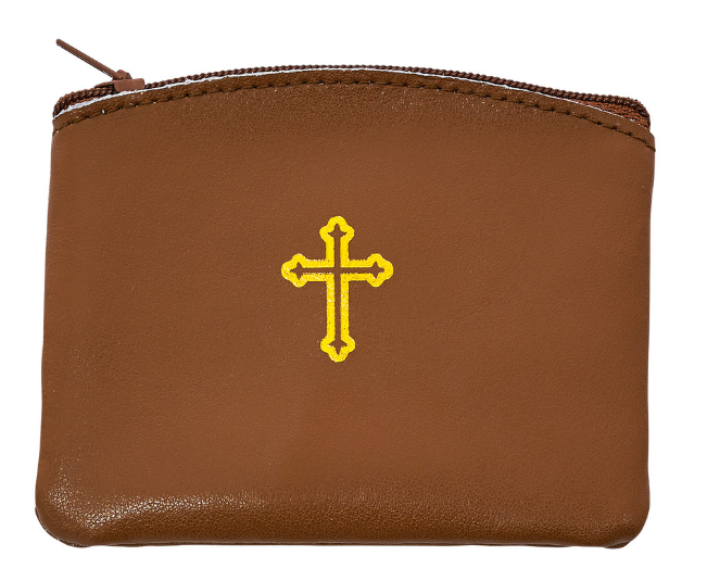 Brown Leather Rosary Case
