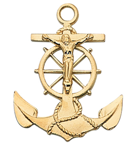Gold Over Sterling Anchor Crucifix