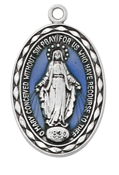 Sterling Silver Blue Epoxy Miraculous