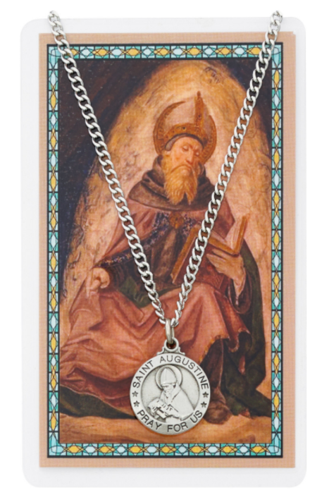 St Augustine Medal and Prayer Card