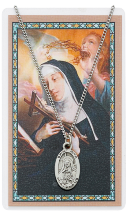 St Rita Medal and Prayer Card