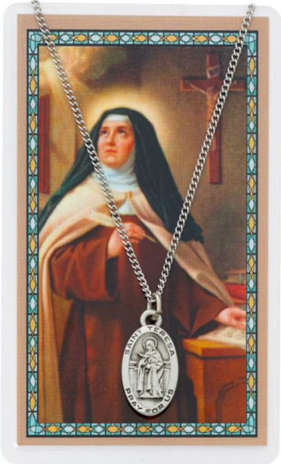 St Teresa of Avila Medal and Prayer Card
