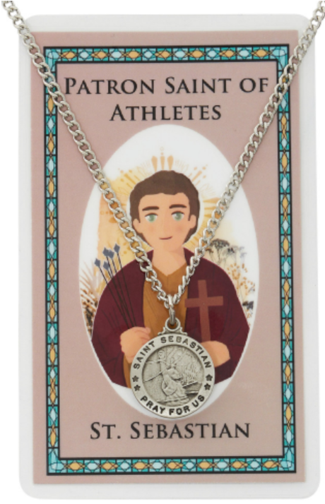 St. Sebastian Patron Saint of Athletes Medal and Prayer Card