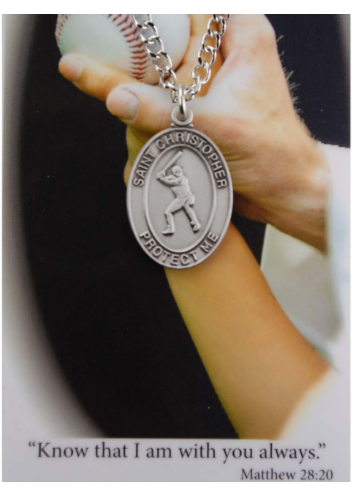 Boys Baseball Medal and Prayer Card