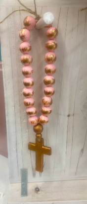 Pink Blessing Beads with Cross