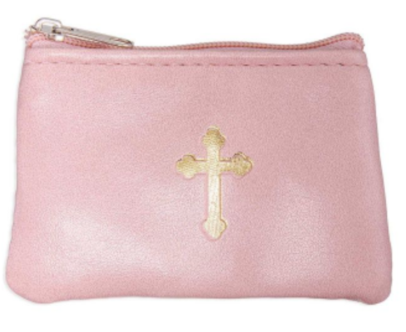 Mauve Marbled Patterned Rosary Pouch