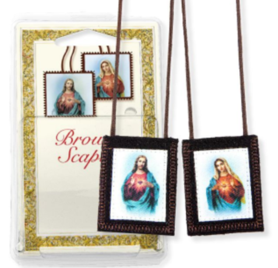 The Sacred Hearts Genuine Brown Wool Scapular