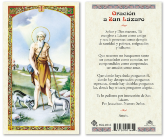 St. Lazarus Prayer Card - Spanish