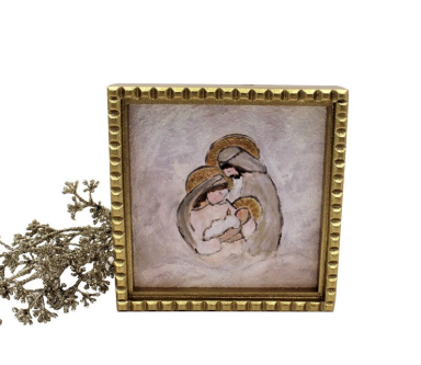 Framed Holy Family, Glitter Accents