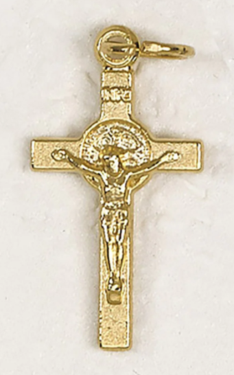 Gold tone Saint Benedict Crucifix