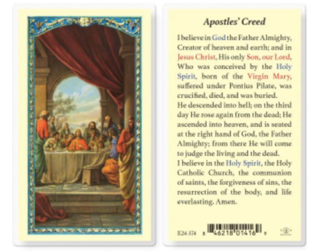 Apostles Creed Last Supper Holy Card