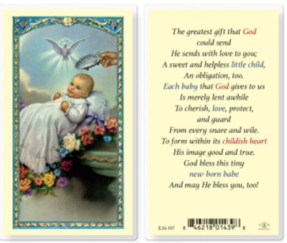 Baby's Baptismal Holy Card