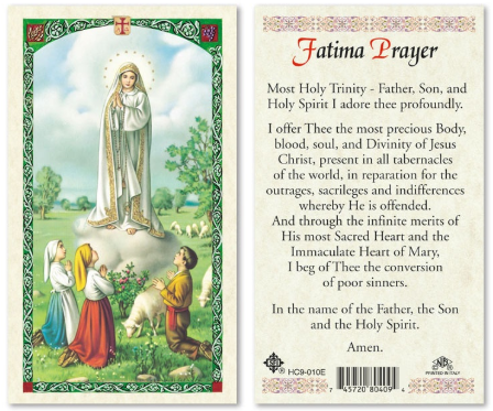 Our Lady of Fatima Prayer Card