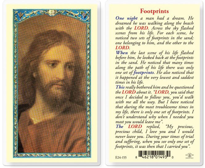 Footprints Head of Christ Holy Card