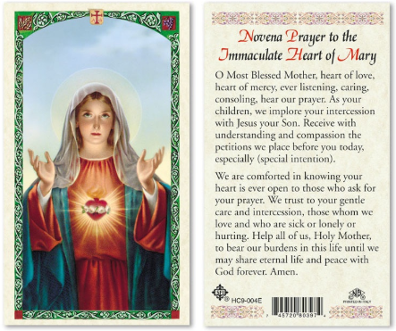 Novena to the Immaculate Heart of Mary Prayer Card
