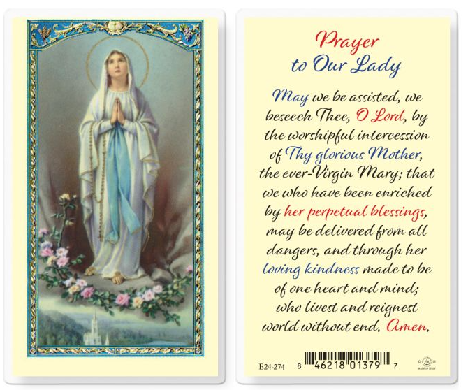 Prayer to Our Lady of Lourdes Holy Card