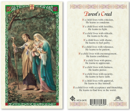 Holy Family - Parents Creed Prayer Card