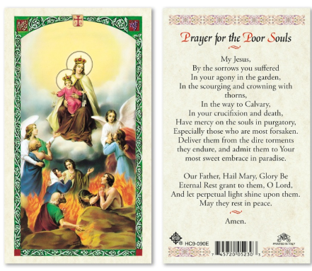 Our Lady of Mt. Carmel - Prayer for the Poor Souls Prayer Card
