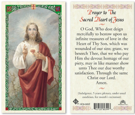 Prayer to the Sacred Heart of Jesus Prayer Card