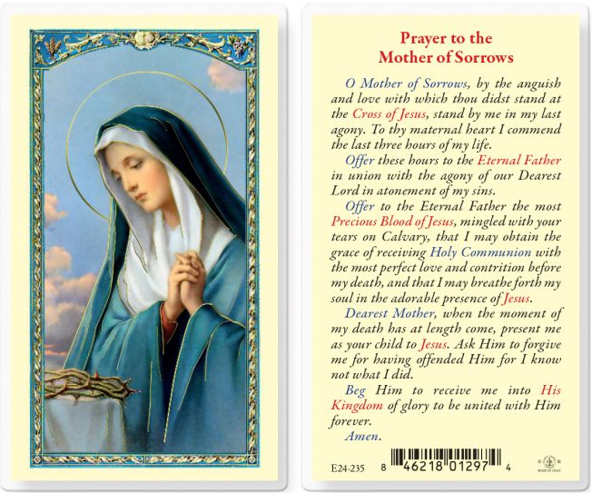Mother of Sorrow Holy Card