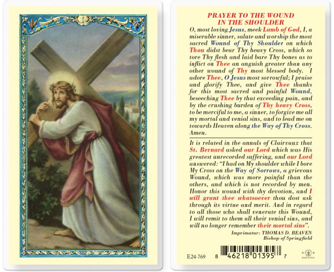 Wound in the Shoulder Holy Card