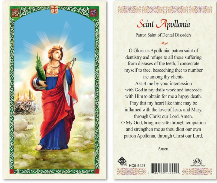 St. Apollonia, Patron Saint of Dental Disorders Prayer Card