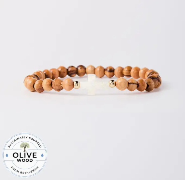 Holy Water Olive Wood Cross Bracelet