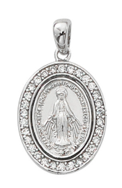Sterling Silver Miraculous Necklace with Crystal Stones