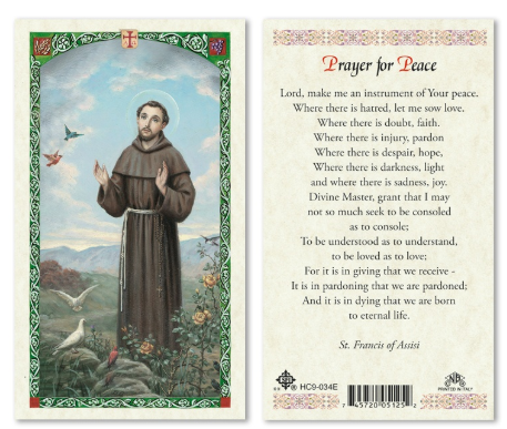 St. Francis Prayer for Peace Prayer Card
