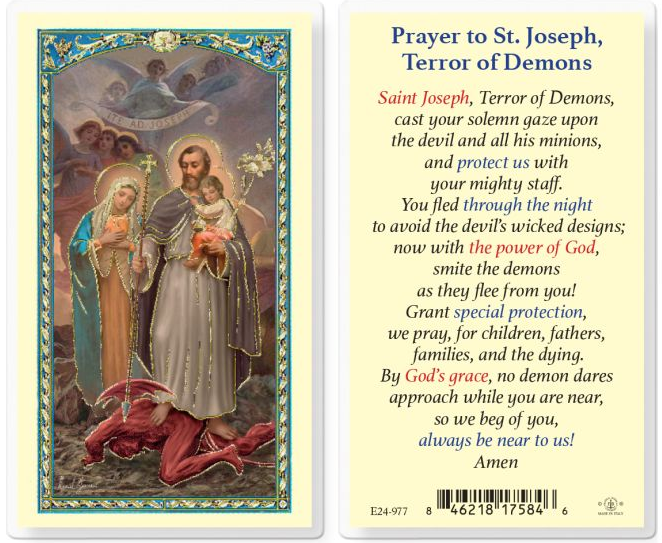 Prayer to St. Joseph, Terror of Demons Prayer Card