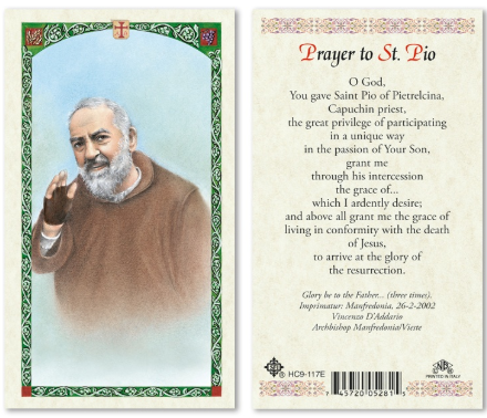 St. Pio Prayer Card