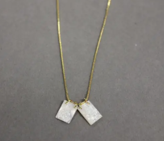 Mother of Pearl Scapular Necklace Gold