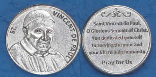 Silver Tone Pocket Token - St. Vincent de Paul